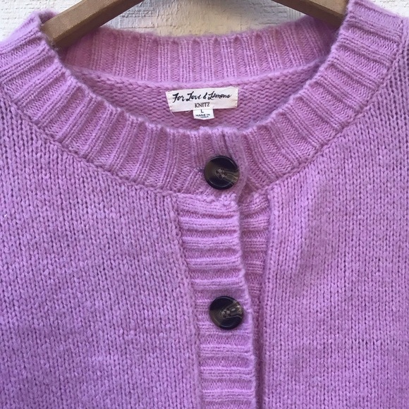 For Love and Lemons knitted mauve pink balloon sleeves cropped Cardigan Sweater - Picture 6 of 16